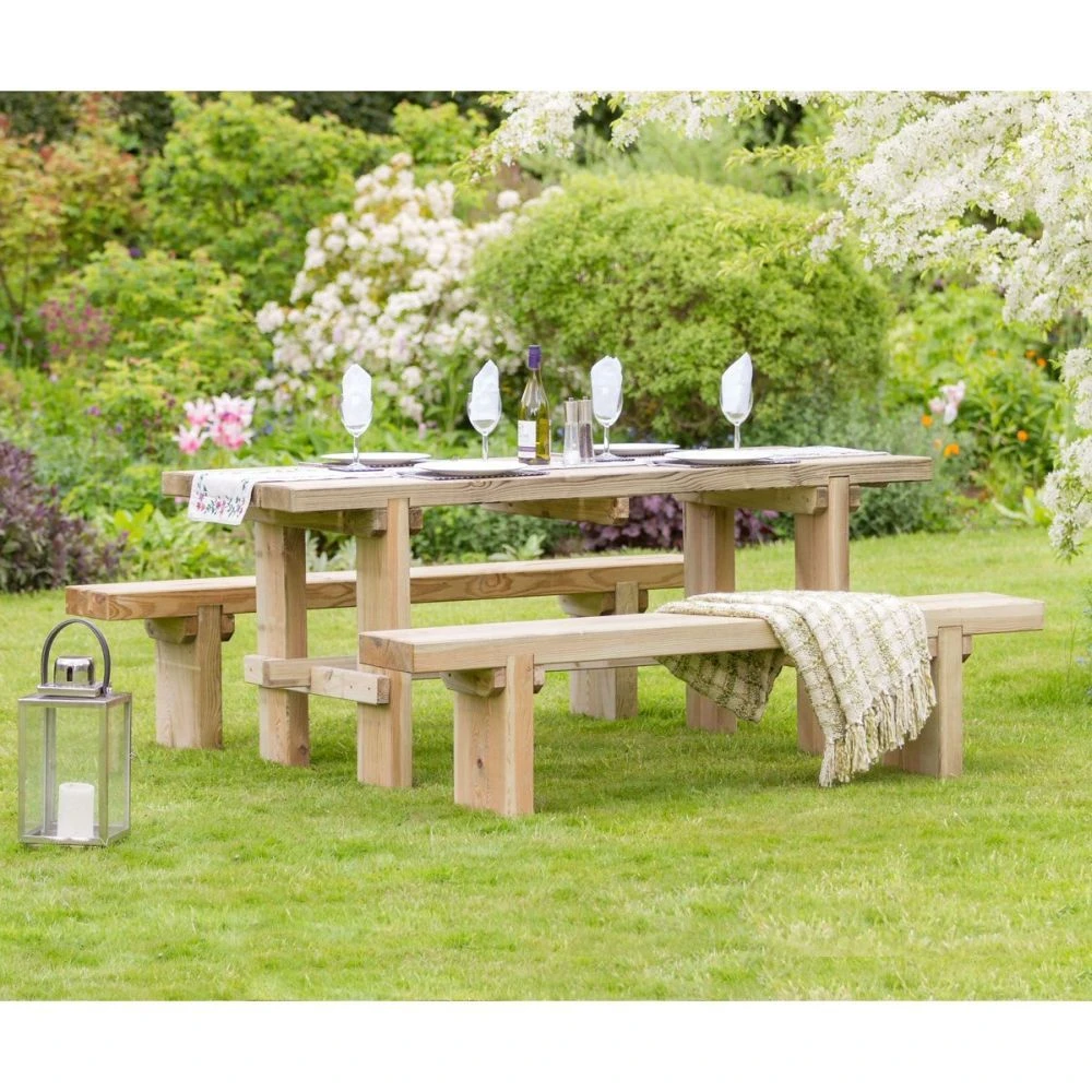 Zest 4 Leisure Rebecca Wooden Table & 2 Bench Set 3 Zest 4 Leisure Rebecca Wooden Table & 2 Bench Set