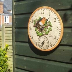 Outside In 12" Robin Wall Clock & Thermometer -Outlet The Gardeny Store 5050642006347 3