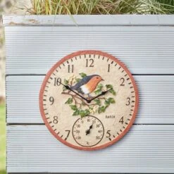 Outside In 12" Robin Wall Clock & Thermometer -Outlet The Gardeny Store 5050642006347 4