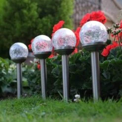 Smart Solar 35cm Crackle Globe Colour Changing Stake Lights (5 Pack) -Outlet The Gardeny Store 5050642008471 3