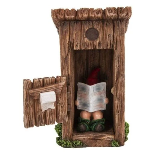 Vivid Arts 20cm Gnaughty Gnome In Outhouse -Outlet The Gardeny Store 5055195035370