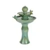 Lumineo 67cm Green Ceramic Two-Tier Bird Basin Water Fountain -Outlet The Gardeny Store 8720093393330